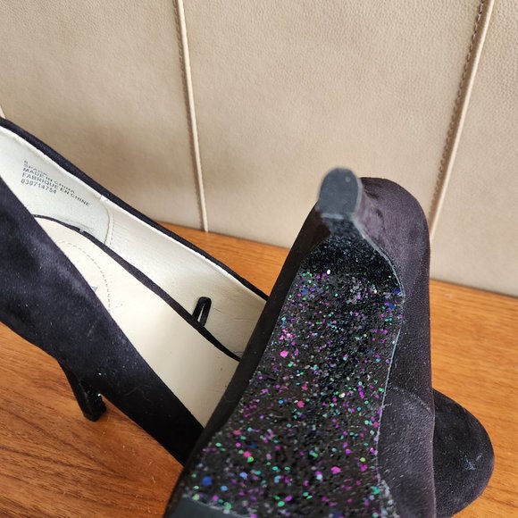 Women's Black Suede Sparkly heels, size 8, GUC - Picture 3 of 4